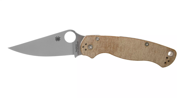 Spyderco C81MPCW2 Paramilitary 2 Brown Canvas Micarta CruWear pocket knife