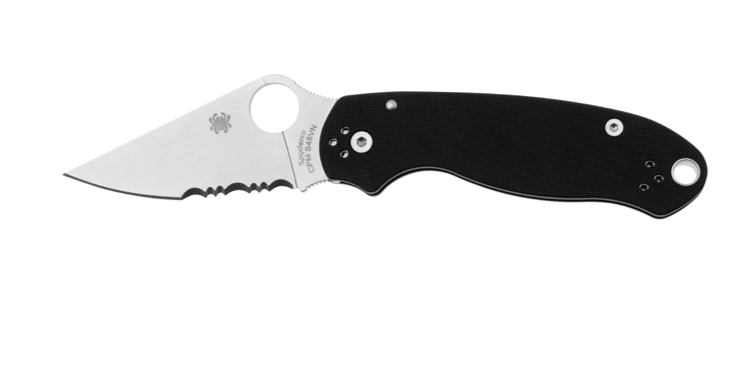 Spyderco Para 3 Folding Knife S45VN Satin Combo Blade, Black G10 Handles (C223GPS)