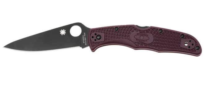 Spyderco Endura 4 Lightweight, Black CTS-PD#1 Blade, Burgundy FRN, Sprint Run (C10BGBKP)