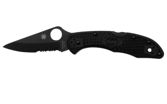 Spyderco Delica 4 Lightweight Black C11PSBBK Black FRN, partially serrated pocket knife