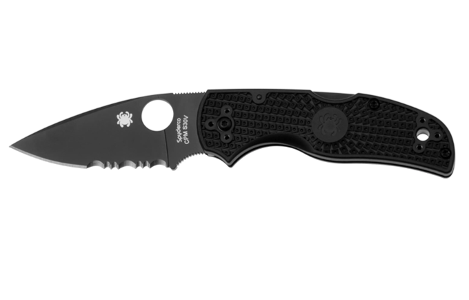 Spyderco Native 5 Lightweight Black C41PSBBK5 Black FRN, partially serrated pocket knife