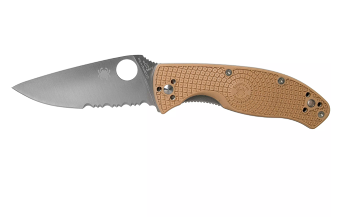 Spyderco Tenacious Lightweight Tan C122PSTN FRN partly serrated pocket knife