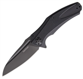 Kershaw Natrix XL Flipper Knife Black Oxide Drop Point Blade, Black G10 Handles (7008BLK)