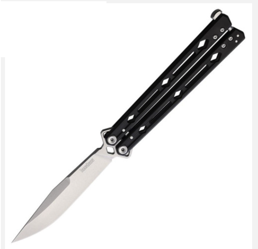 Kershaw Lucha Balisong Butterfly Knife, Black Stainless Steel Handles (5150BLK)