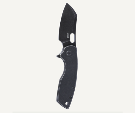 CRKT Pilar Large Flipper Knife Black Stonewashed Blade, Stainless Steel Handles (5315KS)