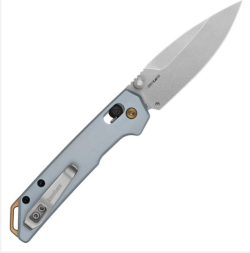 Kershaw Mini Iridium DuraLock D2 Stonewashed Blade, Ice Blue Aluminum Handles (2051)