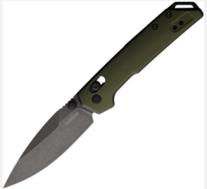 Kershaw Mini Iridium DuraLock D2 BlackWashed Blade, OD Green Aluminum Handles (2051OLBW)