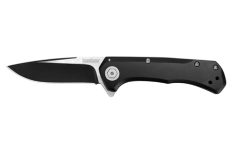 Kershaw Showtime Assisted Flipper Knife Two-Tone Drop Point Blade, Black Steel Handles (1955)