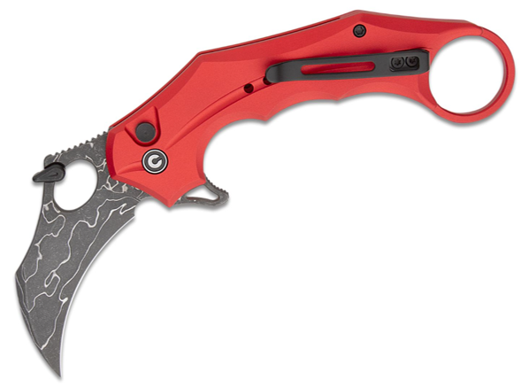 CIVIVI Knives Incisor II Karambit Knife Damascus Blade, Red Handles (C16016B-DS1)