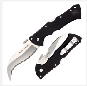 Cold Steel Black Talon II Folding Knife S35VN Serrated Blade, Black G10 Handles (22BS)