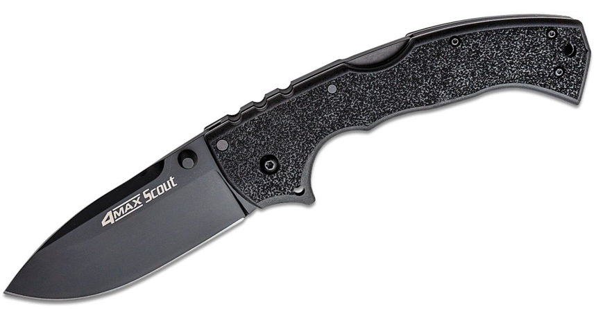 Cold Steel 4-Max Scout Folding Knife AUS-10A Black Blade, Black Griv-Ex Handles (62RQ-BKBK)