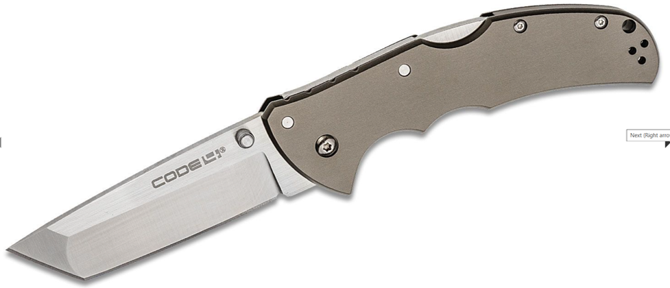 Cold Steel Code 4 Tanto Folding Knife S35VN Satin Plain Blade, Aluminum Handles (58PT)