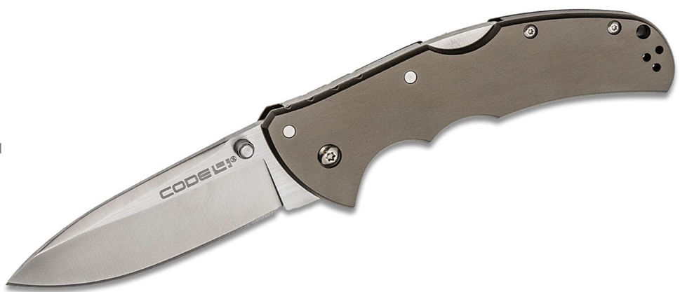 Cold Steel Code 4 Spear Point Folding Knife S35VN Satin Plain Blade, Aluminum Handles (58PS)