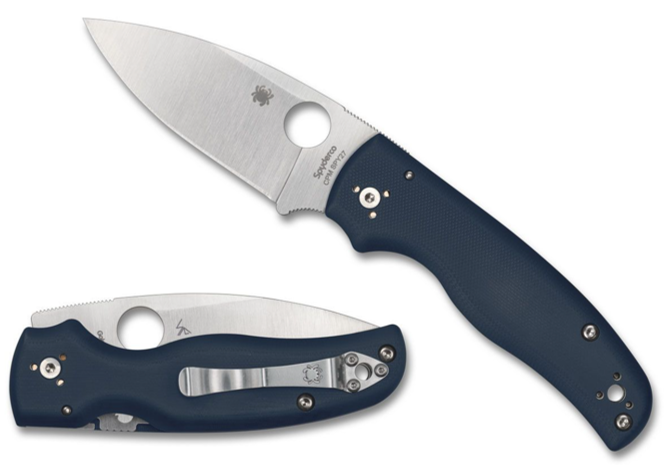 Spyderco Shaman Compression Lock Knife CPM-SPY27 Plain Blade, Cobalt Blue G10 (C229GPCBL)