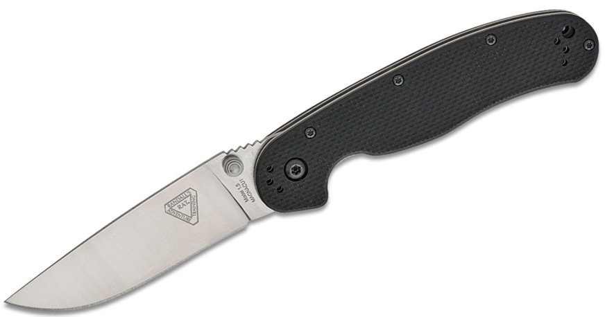 Ontario RAT Model 1.5 Folding Knife CPM-MagnaCut Satin Plain Blade, Black G10 Handles (8880)