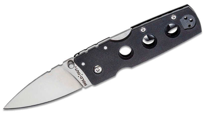 Cold Steel Hold Out Folding Knife CPM-S35VN Satin Plain Blade, Black G10 Handles (11G3)