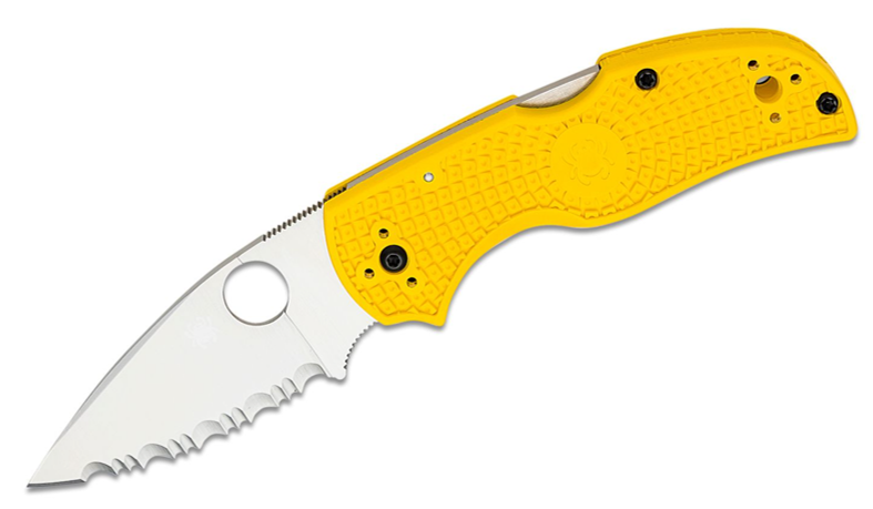 Spyderco Native 5 Salt CPM-MagnaCut Satin Serrated Blade, Yellow FRN Handles (C41SYL5)