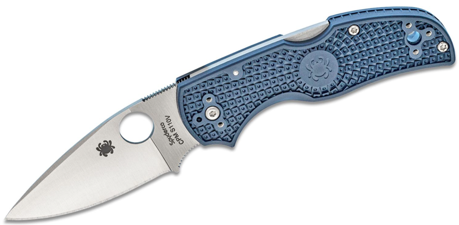 Spyderco Native 5 Folding Knife S110V Satin Plain Blade, Dark Blue FRN Handles (C41PDBL5)