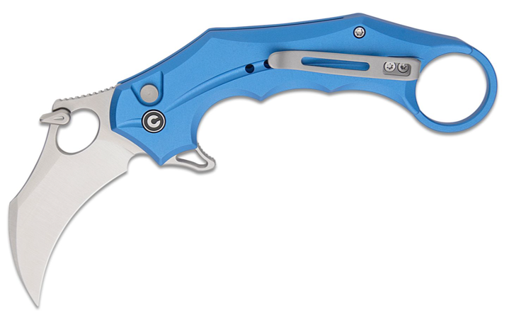CIVIVI Incisor II Karambit Knife Nitro-V Satin Hawkbill Blade, Blue Handles (C16016B-2)