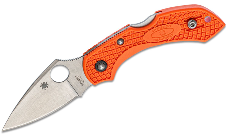 Spyderco Dragonfly 2 VG10 Plain Blade, Orange FRN Handles (C28POR2)