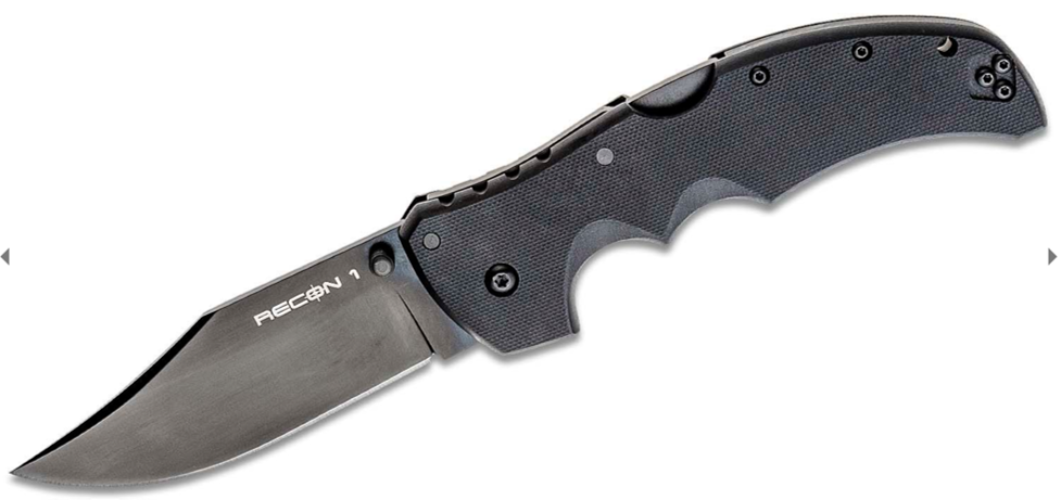 Cold Steel Recon 1 Clip Point S35VN Black DLC Plain Blade, Black G10 Handles (27BC)