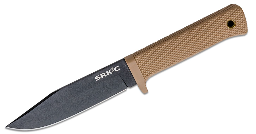 Cold Steel SRK Compact Fixed Blade Knife Black SK-5 Blade, Desert Tan Handles (49LCKD-DTBK)