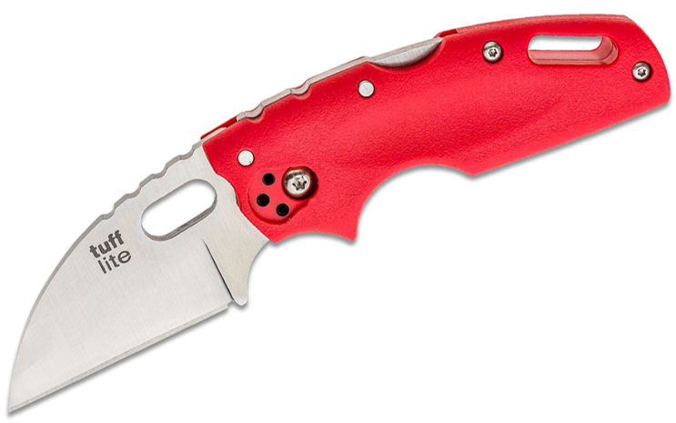 Cold Steel Tuff Lite Folding Knife Plain Blade, Red Griv-Ex Handles (20LTR)