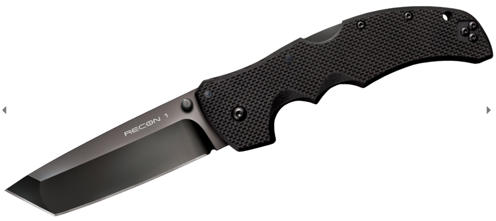 Cold Steel Recon 1 Tanto Folding Knife S35VN Black DLC Plain Blade, Black G10 Handles (27BT)