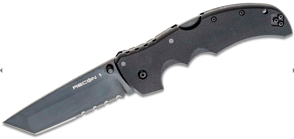 Cold Steel Recon 1 Tanto Folding Knife S35VN Black DLC Combo Blade, Black G10 Handles (27BTH)