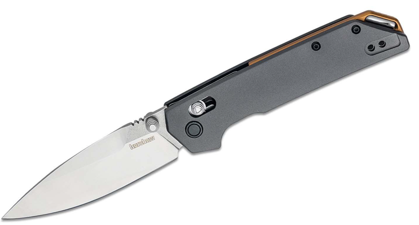 Kershaw Iridium DuraLock Folding Knife D2 Spear Point Blade, Gray Aluminum Handles (2038)