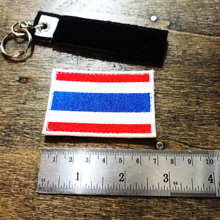 Tec40 VELCRO PATCH THAILAND ไทย อาร์มตีนตุ๊กแก ธงชาติ 70x45mm with Keychain Holder