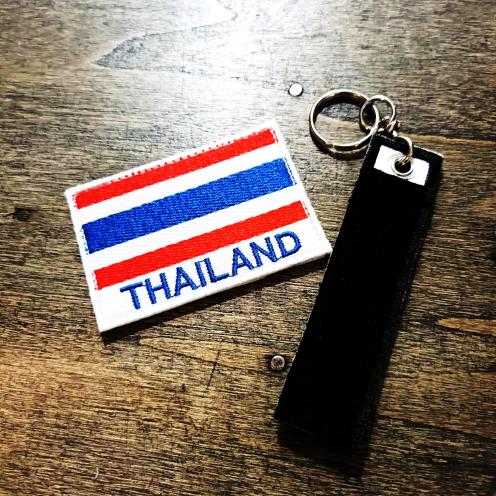 Tec40 VELCRO PATCH THAILAND ไทย อาร์มตีนตุ๊กแก ธงชาติ 75x50mm with Keychain Holder