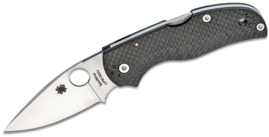 Spyderco Native 5 Folding Knife S90V Plain Blade, Fluted Carbon Fiber Handles (C41CFFP5)