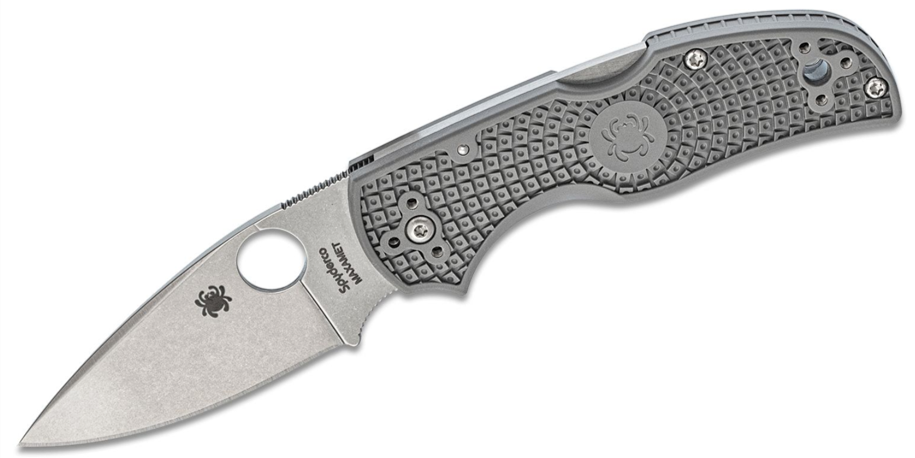 Spyderco Native 5 Lightweight Maxamet Satin Plain Blade, Gray FRN Handles (C41PGY5)