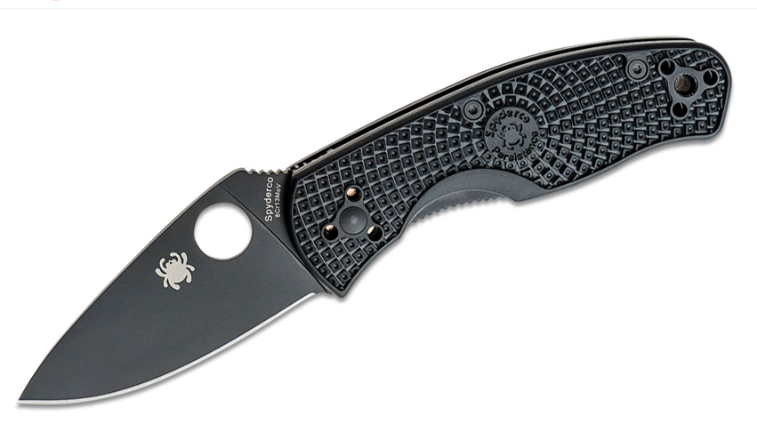 Spyderco Persistence Lightweight Black Plain Blade, Black FRN Handles (C136PBBK)