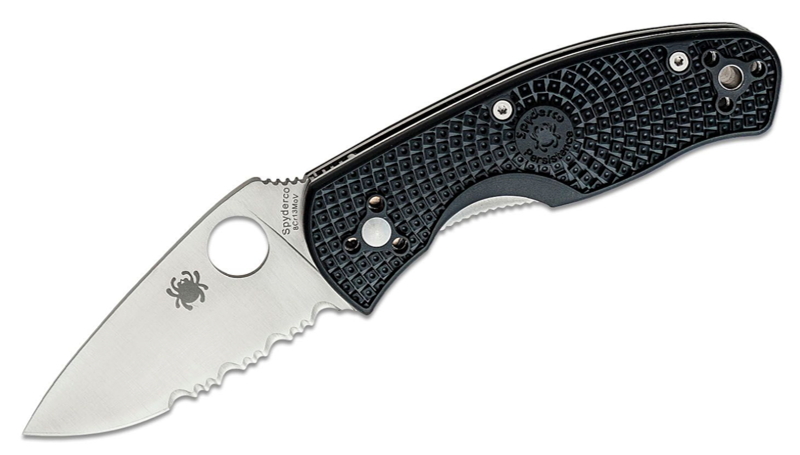 Spyderco Persistence Lightweight Satin Combo Blade, Black FRN Handles (C136PSBK)