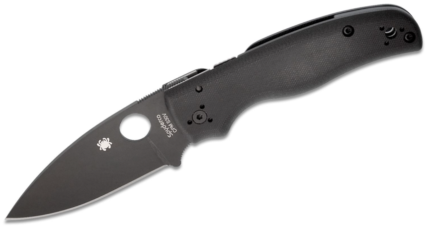Spyderco Shaman Folding Knife S30V Black Plain Blade, Matte G10 Handles (C229GPBK)