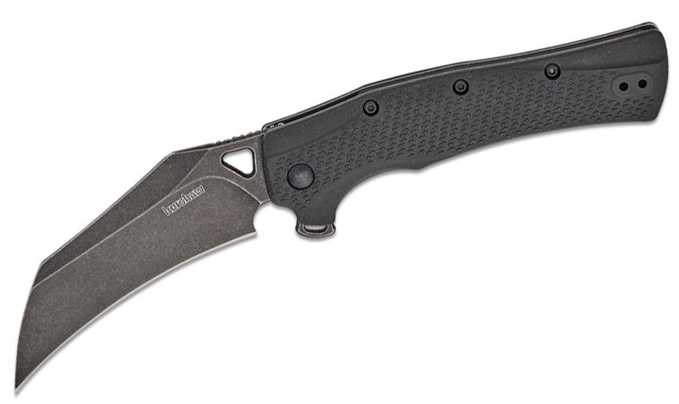 Kershaw Dawnstar Assisted Liner Lock Flipper Knife Hawkbill Blade, Black GFN Handles (1423)