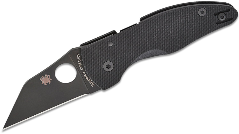 Spyderco MicroJimbo Folding Knife S30V Black DLC Plain Blade, Black G10 Handles (C264GPBK)